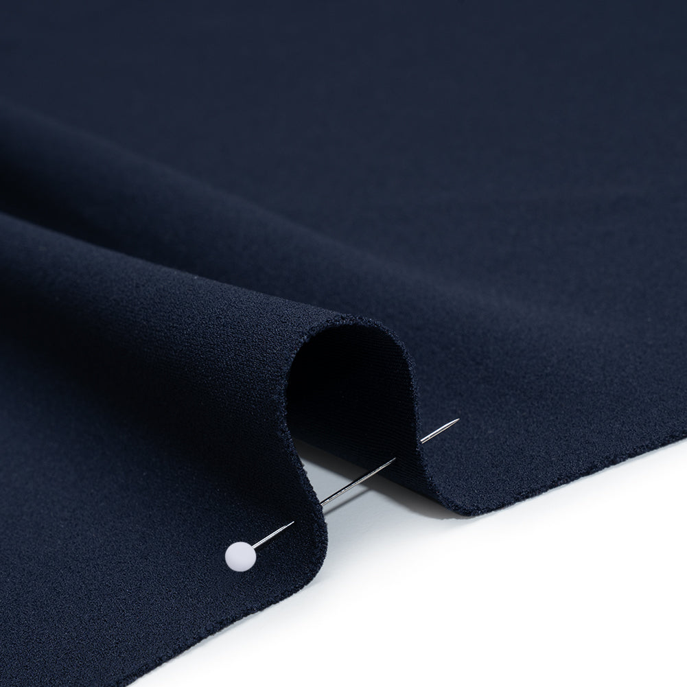 Stretch Polyester Crepe Double Knit - Deep Blue - Designer Deadstock - Detail