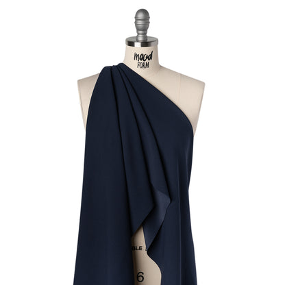 Stretch Polyester Crepe Double Knit - Deep Blue - Designer Deadstock