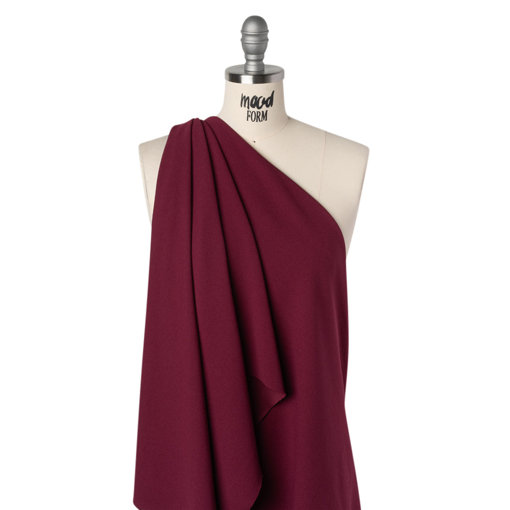 Stretch Polyester Crepe Scuba Knit - Berry Purple - Designer Deadstock - Drape