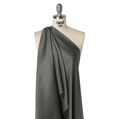 Stretch Crepe Back Satin - Gunmetal Gray - Designer Deadstock