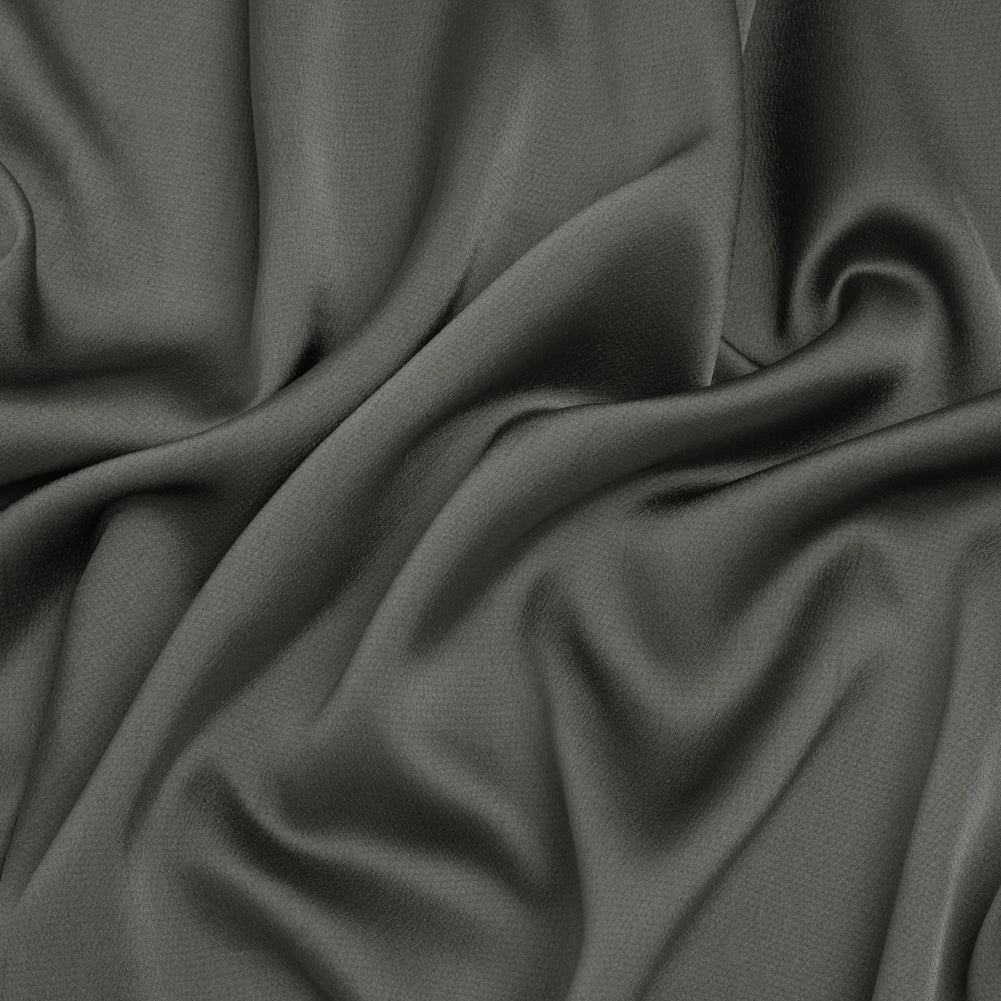 Stretch Crepe Back Satin - Gunmetal Gray - Designer Deadstock