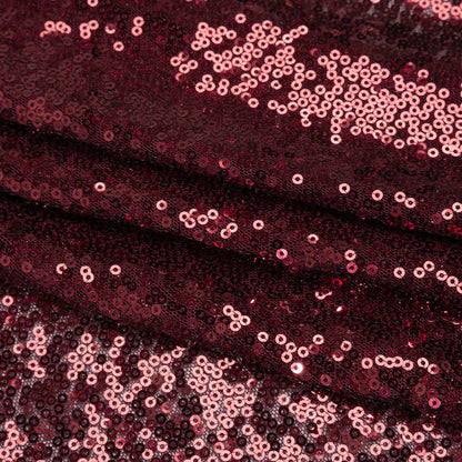 All Over Sequins Stretch Polyester Mesh - Burgundy Wine - Designer Deadstock