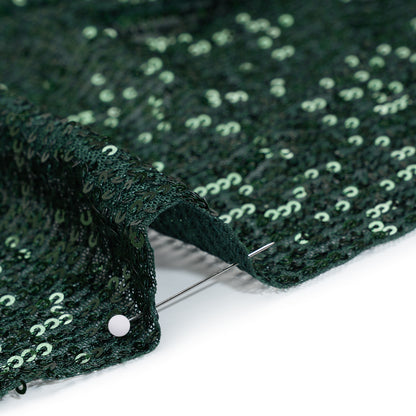 Stretch Polyester Sequins Mesh - Hunter Green Stripes - Designer Deadstock