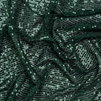 Stretch Polyester Sequins Mesh - Hunter Green Stripes - Designer Deadstock