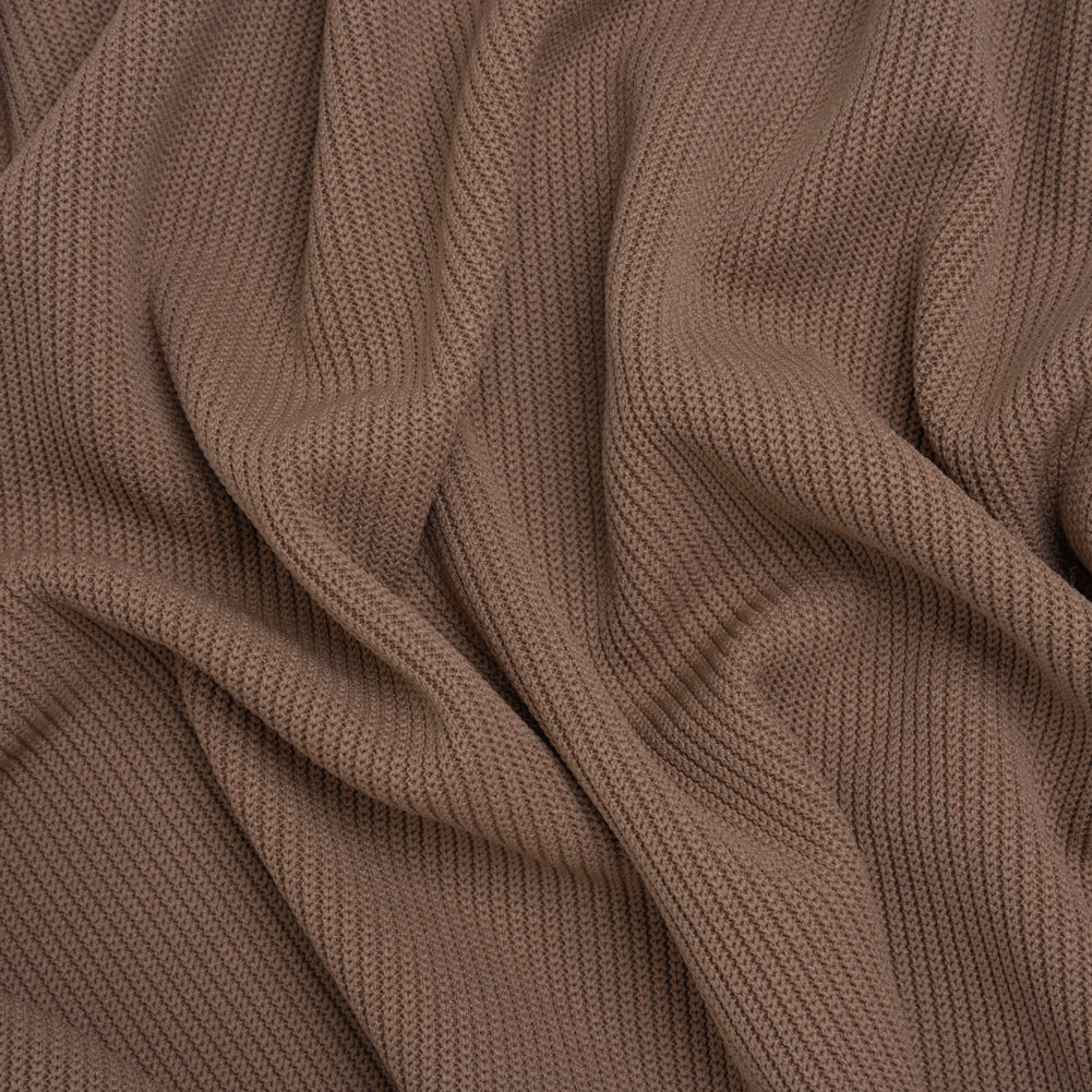 Stretch Polyester Ribbed Double Knit - Saddle Brown - Designer Deadstock