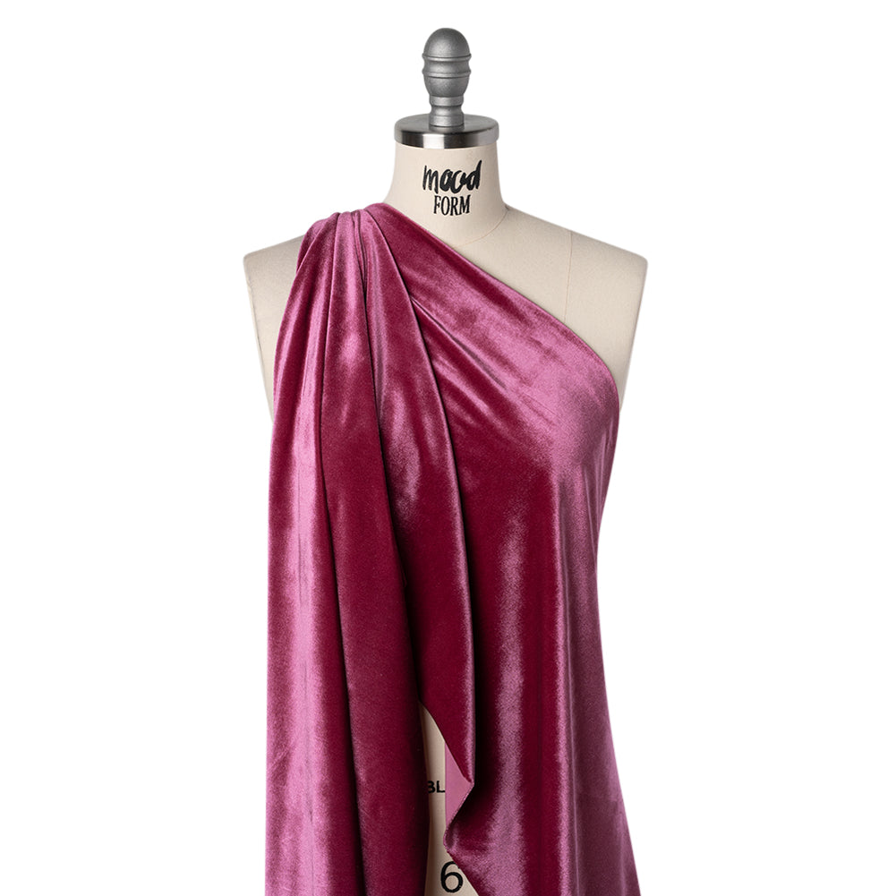 Stretch Polyester Velour - Blush Pink - Designer Deadstock - Drape