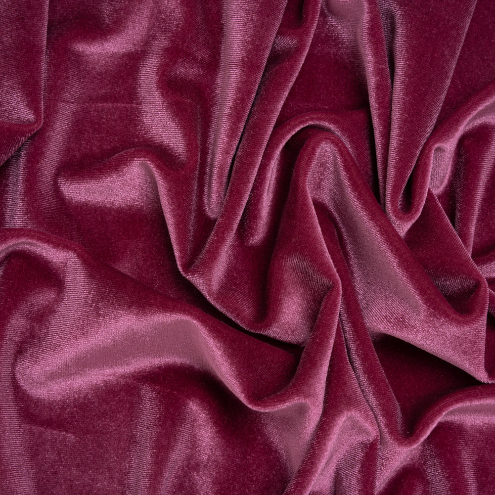 Stretch Polyester Velour - Blush Pink - Designer Deadstock