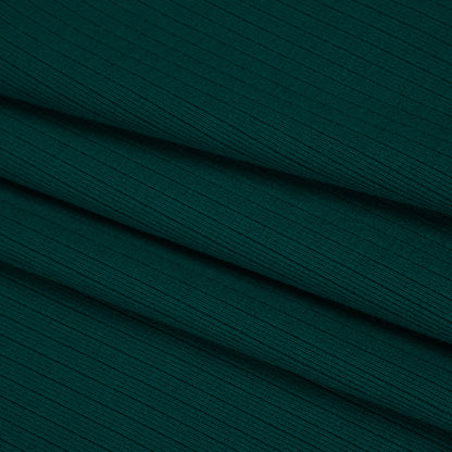 Stretch Polyester and Rayon Ribbed Double Knit - Pine Green - Designer Deadstock