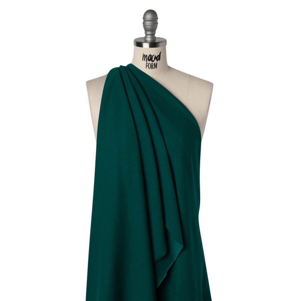 Stretch Polyester and Rayon Ribbed Double Knit - Pine Green - Designer Deadstock - Drape