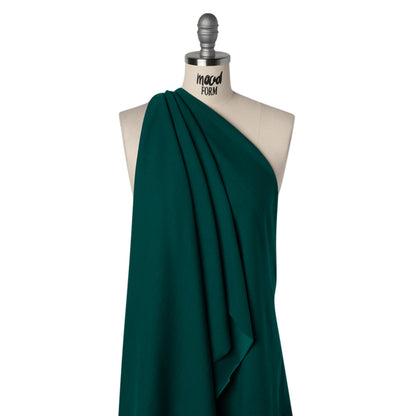 Stretch Polyester and Rayon Ribbed Double Knit - Pine Green - Designer Deadstock