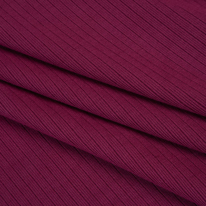 Stretch Polyester and Rayon Ribbed Double Knit - Raspberry Red - Designer Deadstock