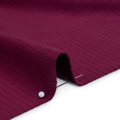 Stretch Polyester and Rayon Ribbed Double Knit - Raspberry Red - Designer Deadstock