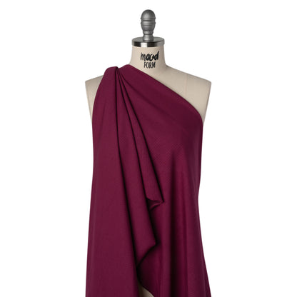 Stretch Polyester and Rayon Ribbed Double Knit - Raspberry Red - Designer Deadstock