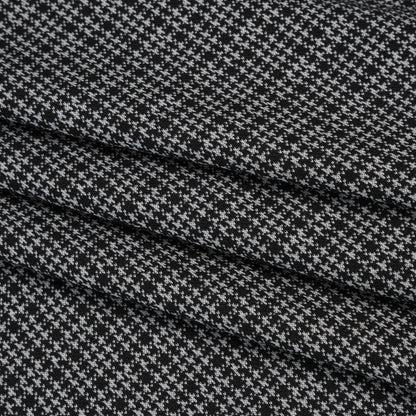 Stretch Polyester Jacquard Knit - Black and White Mini Houndstooth - Designer Deadstock