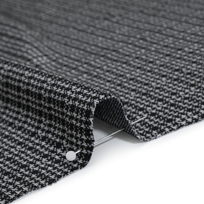 Stretch Polyester Jacquard Knit - Black and White Mini Houndstooth - Designer Deadstock