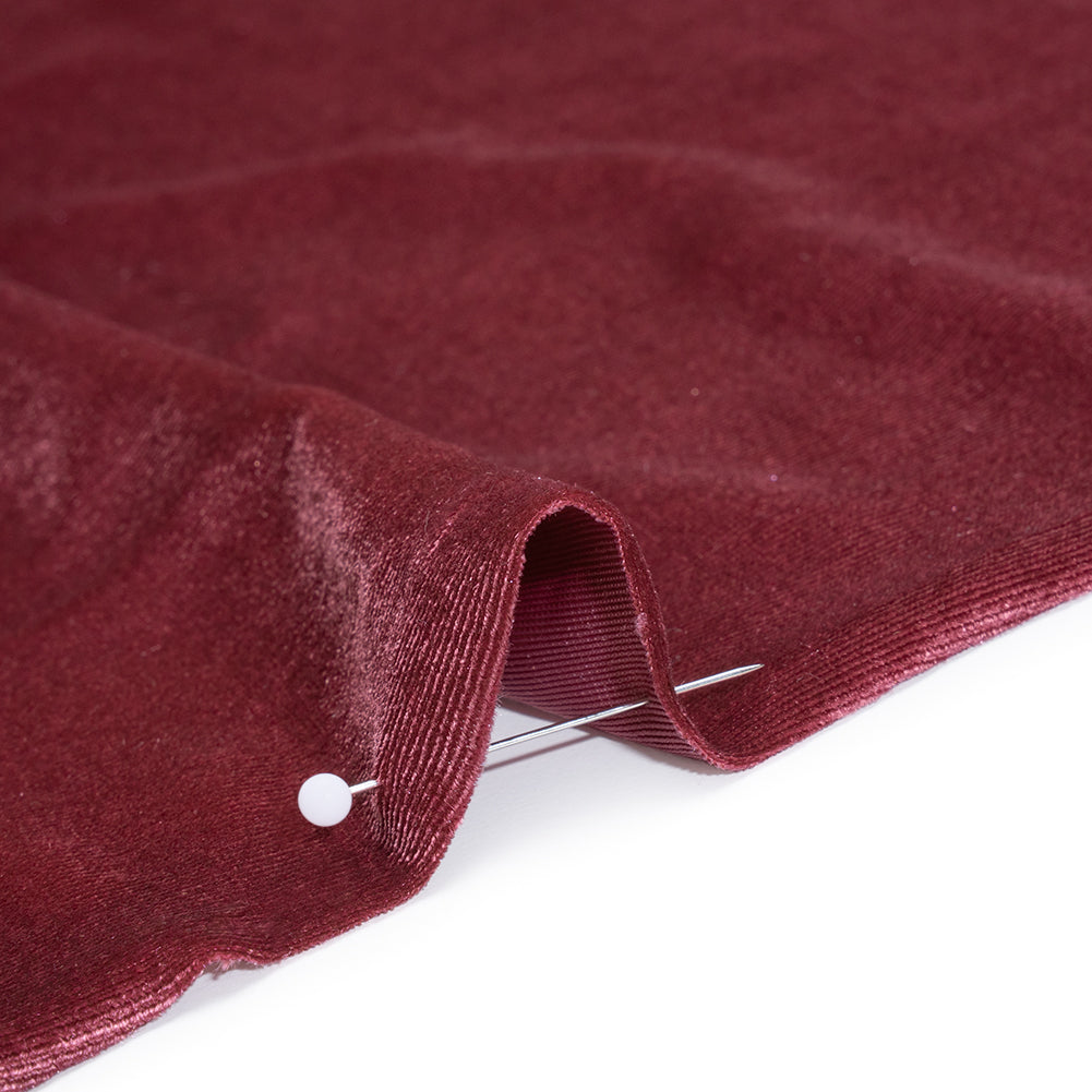 Stretch Polyester Velour - Ruby Pink - Designer Deadstock - Detail
