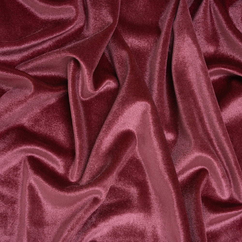 Stretch Polyester Velour - Ruby Pink - Designer Deadstock