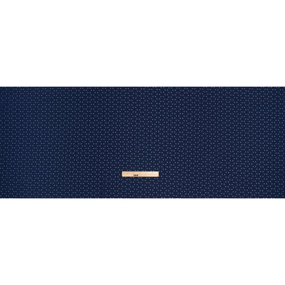 Stretch Polyester Embroidered Eyelet Jersey - Deep Sea Blue Circles and Dots - Designer Deadstock