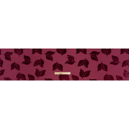 Stretch Polyester Burnout Velour - Berry Red Leaves - Designer Deadstock