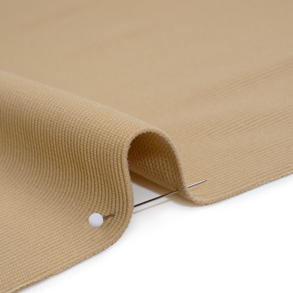 Stretch Polyester Ribbed Double Knit - Camel Brown - Designer Deadstock - Detail