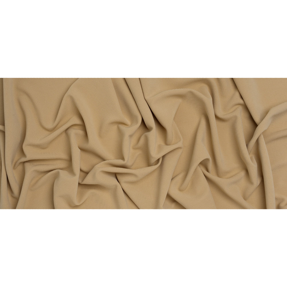 Stretch Polyester Ribbed Double Knit - Camel Brown - Designer Deadstock - Full