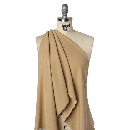 Stretch Polyester Ribbed Double Knit - Camel Brown - Designer Deadstock
