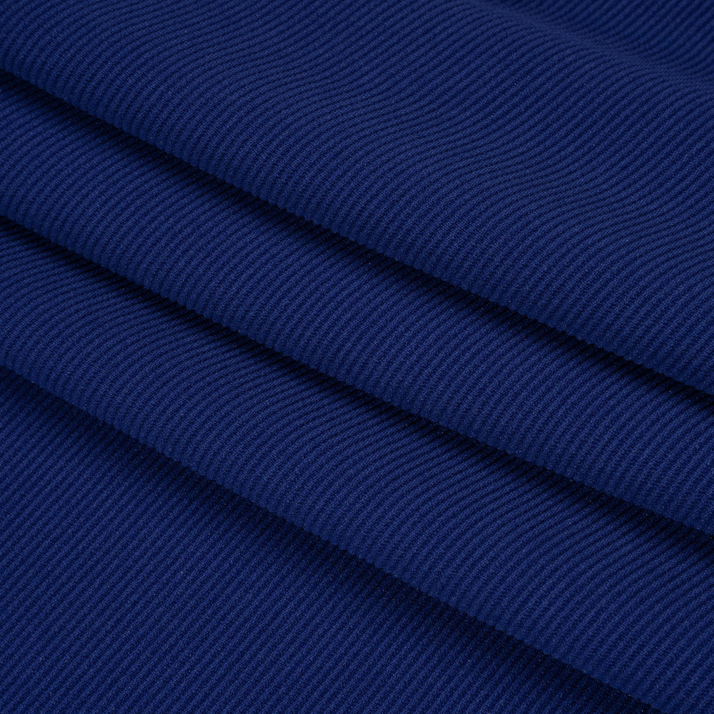 Stretch Polyester Ribbed Double Knit - Bright Royal Blue - Designer Deadstock - Folded