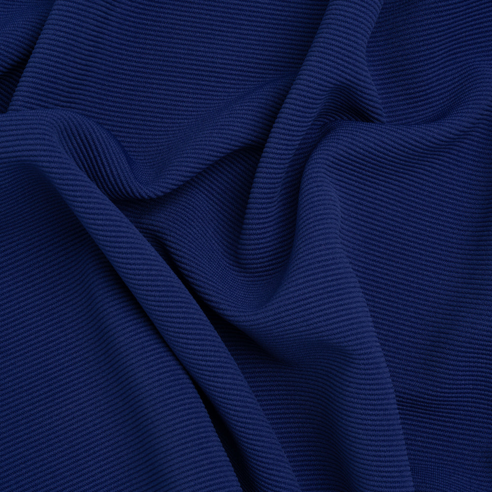 Stretch Polyester Ribbed Double Knit - Bright Royal Blue - Designer Deadstock