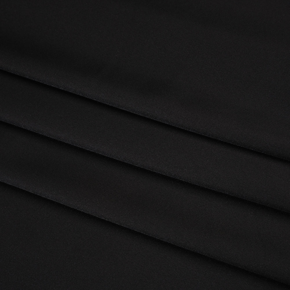 Stretch Recycled Polyester Charmeuse - Black - Designer Deadstock - Folded