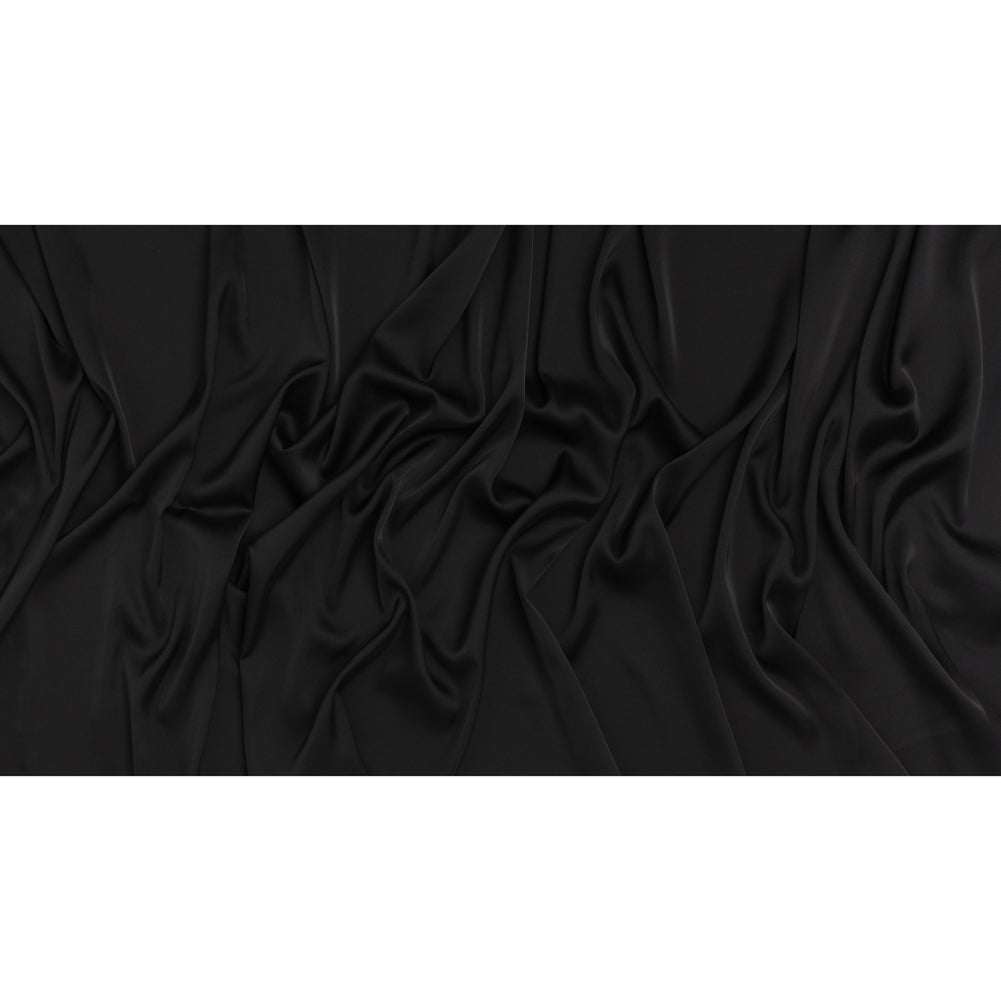 Stretch Recycled Polyester Charmeuse - Black - Designer Deadstock - Full