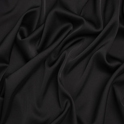 Stretch Recycled Polyester Charmeuse - Black - Designer Deadstock