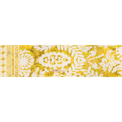 Tencel and Nylon Woven Print - Sunny Yellow, Light Green and Cream Antique Foliage - Designer Deadstock