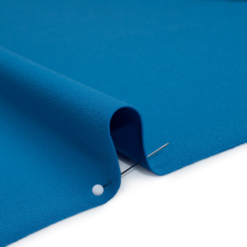 Stretch Polyester Crepe Scuba Knit - Bright Ocean Blue - Designer Deadstock - Detail
