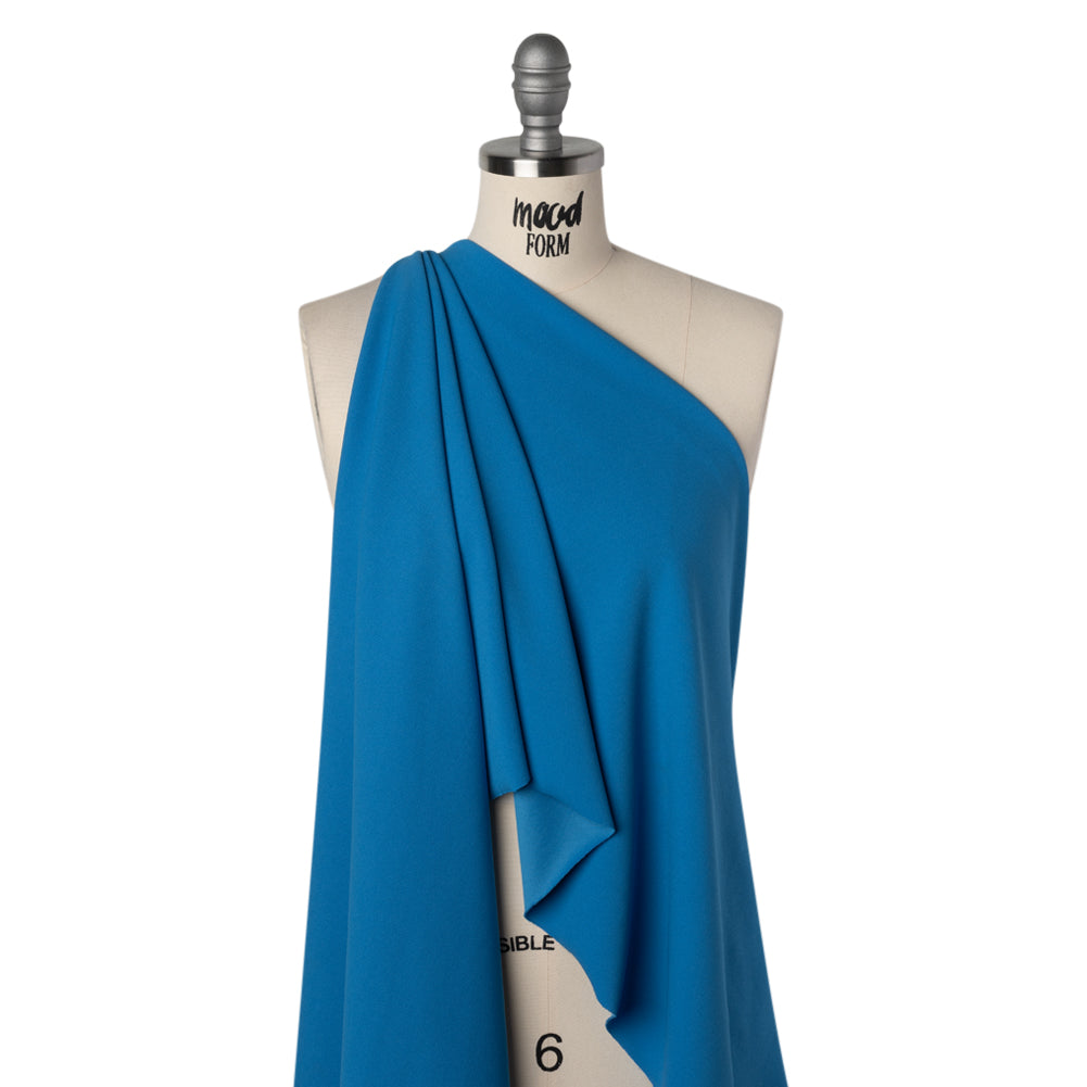 Stretch Polyester Crepe Scuba Knit - Bright Ocean Blue - Designer Deadstock - Drape