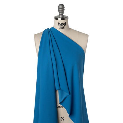 Stretch Polyester Crepe Scuba Knit - Bright Ocean Blue - Designer Deadstock