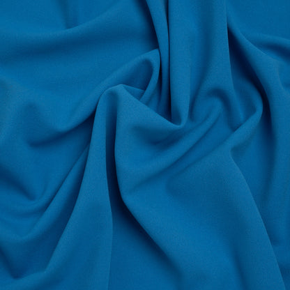 Stretch Polyester Crepe Scuba Knit - Bright Ocean Blue - Designer Deadstock