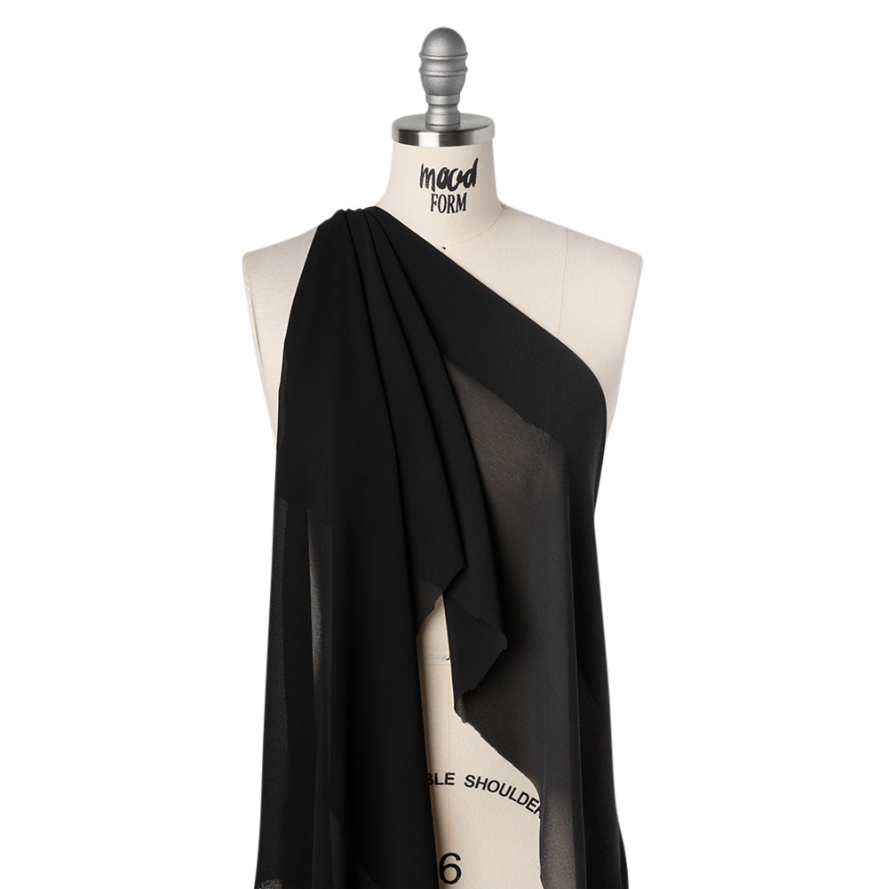 Polyester Georgette - Black - Designer Deadstock - Drape