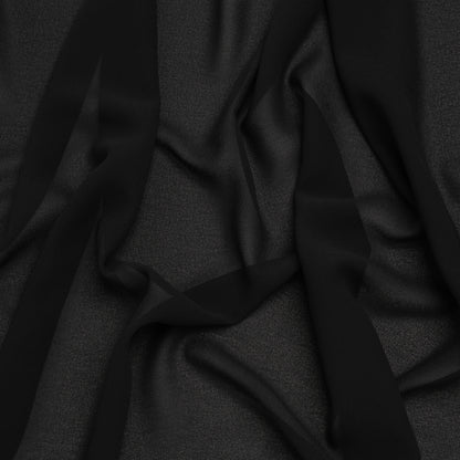 Polyester Georgette - Black - Designer Deadstock