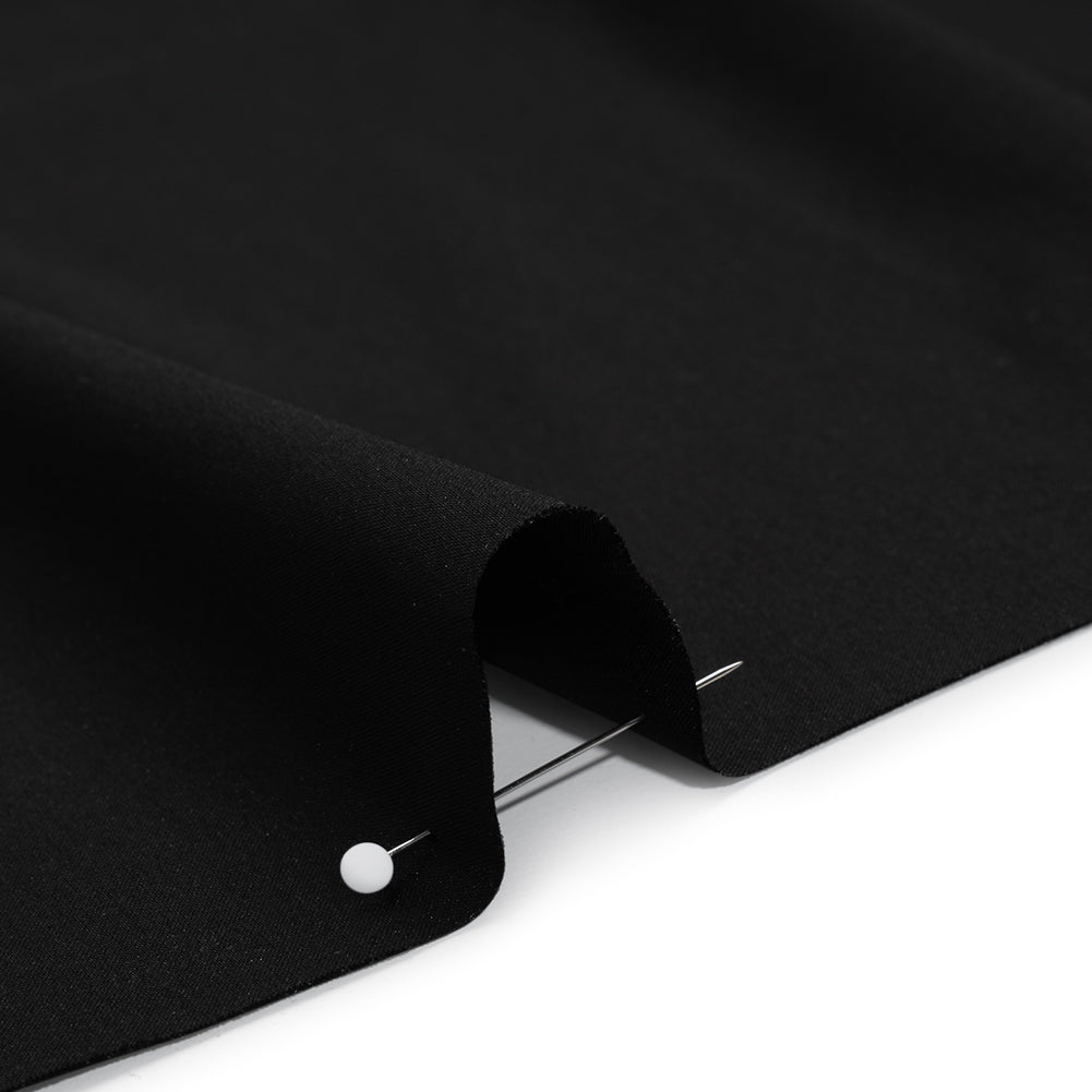 Stretch Polyester Plisse - Black and Metallic Blue - Designer Deadstock Detail