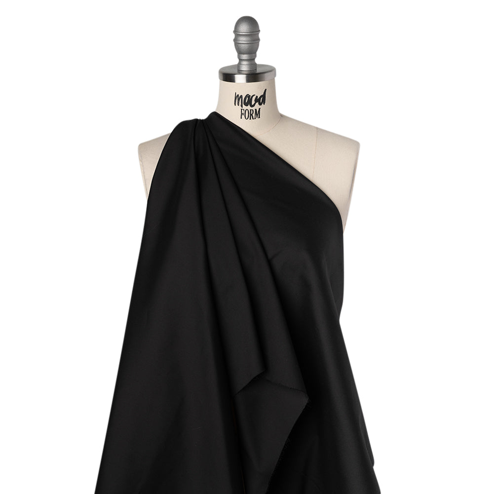 Stretch Polyester Plisse - Black and Metallic Blue - Designer Deadstock Drape