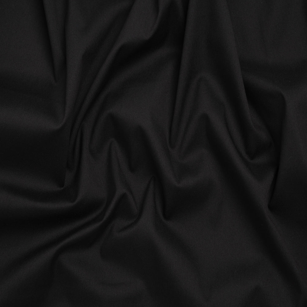 Stretch Polyester Plisse - Black and Metallic Blue - Designer Deadstock