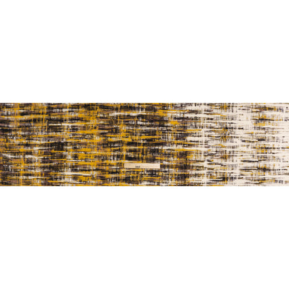 Stretch Polyester Woven Print - Sunset Yellow, Tan Brown, Cream Scribble - Designer Deadstock