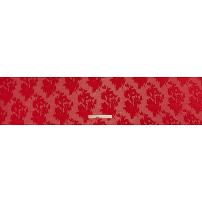 Crinkled Polyester Burnout Jacquard Chiffon - Rio Red Floral - Designer Deadstock