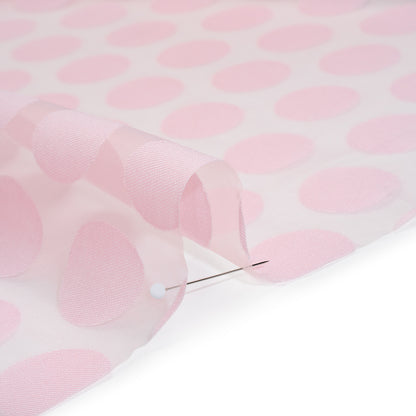 Polyester and Rayon Burnout Lightweight Organza - Light Pink Polka Dots - Deadstock