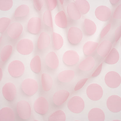 Polyester and Rayon Burnout Lightweight Organza - Light Pink Polka Dots - Deadstock