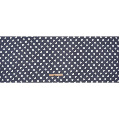 Crinkled Polyester Chiffon Print - Midnight Blue and White Polka Dots - Designer Deadstock