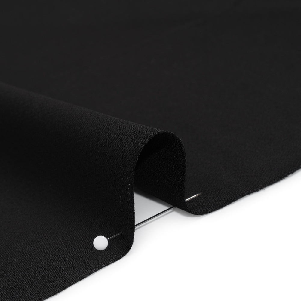Polyester Crepe Back Satin - Black - Designer Deadstock - Detail
