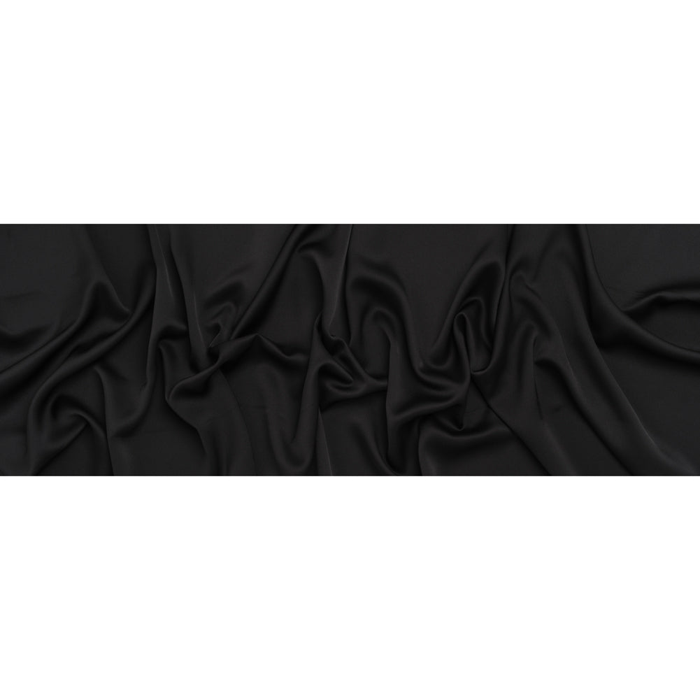 Polyester Crepe Back Satin - Black - Designer Deadstock - Full