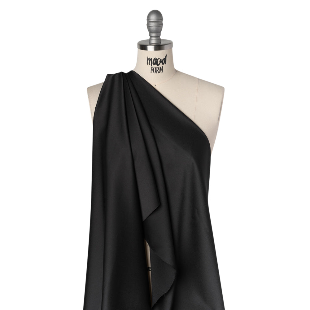 Polyester Crepe Back Satin - Black - Designer Deadstock - Drape