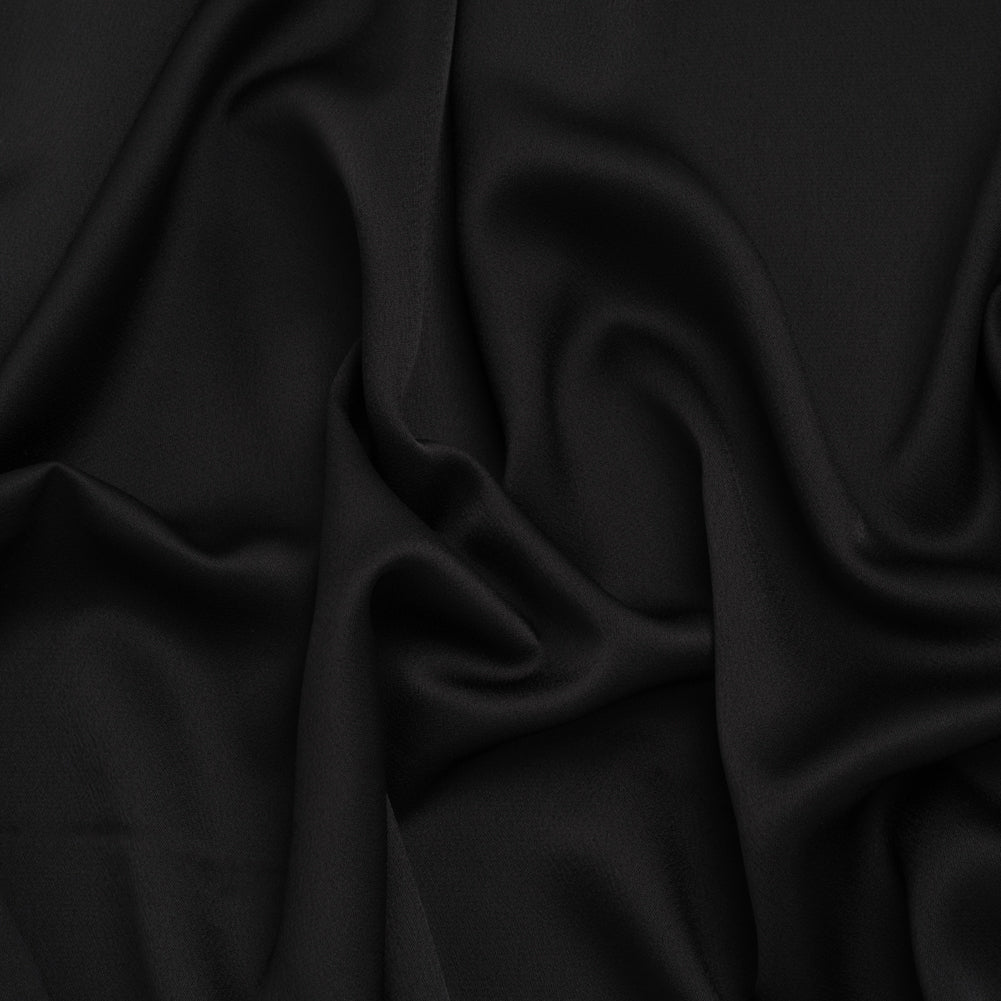 Polyester Crepe Back Satin - Black - Designer Deadstock